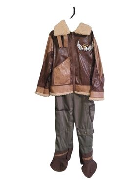 Kids Brown Faux Shearling Aviator Costume 2 Piece 4-5T